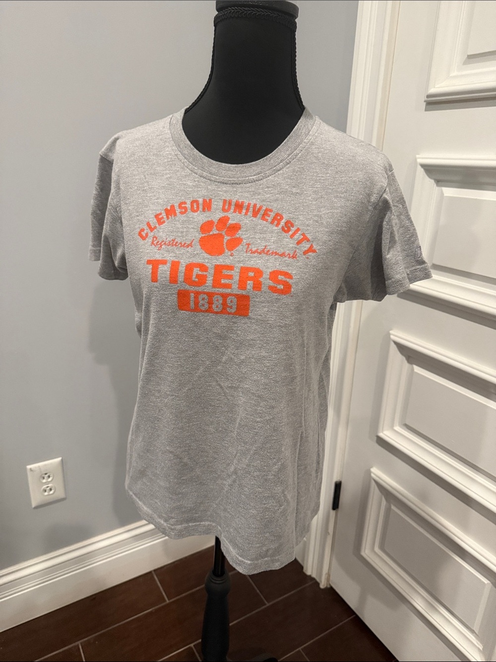 Russell Athletic Gray Tee with Orange Clemson Tigers Logo